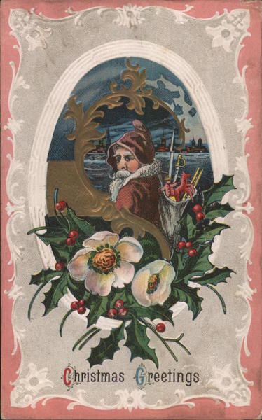 Santa Delivering Presents: Christmas Greetings Santa Claus