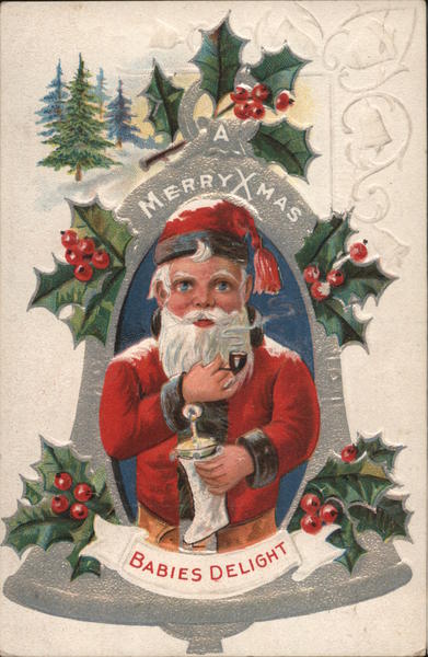 A Merry Xmas - Santa with a Pipe Santa Claus