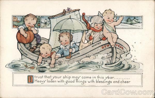 Five Young Boys in a Boat - New Year Children