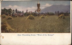 Case threshing scene "West of the range" Postcard