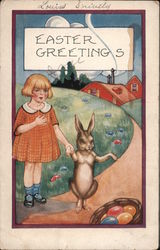 Easter Greetings With Bunnies Postcard Postcard Postcard