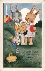 Happy Easter With Bunnies Postcard Postcard Postcard