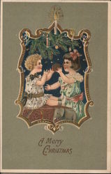 A Merry Christmas - Two Girls Playing with a Ball Postcard
