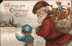 Wishing You Christmas Cheer: Santa Delivering Presents Postcard
