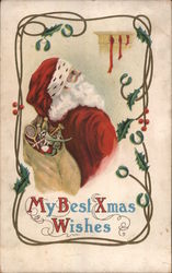 My Best Xmas Wishes: Santa Delivering Toys Postcard