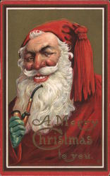 A Merry Christmas To You - Santa with a Pipe Postcard