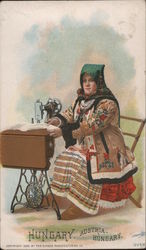 Hungary - A Woman Sitting Behind a Singer Sewing Machine Trade Card