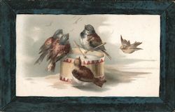 Song Birds on a Drum - Kneipp Malt Coffee Postcard