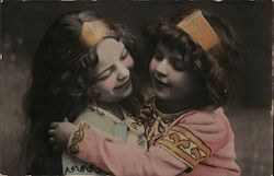 Vintage Saxon Postcard with two young girls Postcard
