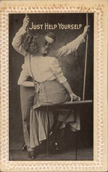 Just Help Yourself - A Man Pushing a A Woman on a Swing Postcard