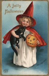 A Jolly Hallowe'en Halloween Postcard Postcard Postcard