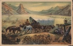 Covered Wagon Diorama, Ghost Town Postcard