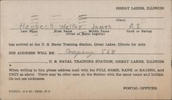 Notice of arrival at Naval base Postcard