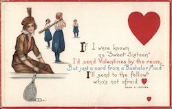 Women Playing Sports: Valentines Greetings Postcard