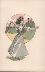 Woman Playing Tennis Postcard
