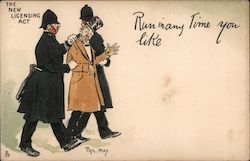 British postcard with Bobbies and inebriated man Postcard