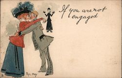 If You Are Not Engaged - A Man and Woman Kissing With An Upset Lady Behind Them Postcard