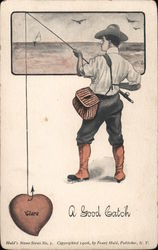 A Good Catch - A Man Fishing Postcard