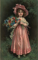 Little girl Holding Flowers Postcard