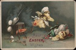 Best Easter Wishes - Two Chicks and Broken Eggs Postcard