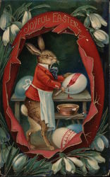 Joyful Easter - A Rabbit Painting Eggs Postcard
