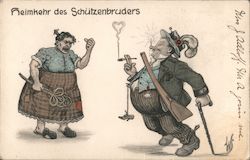 A Woman Mad at her Husband Who is Smoking Postcard