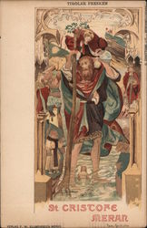 Tyrolean frescoes - St. Christopher, Meran Postcard