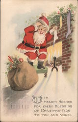 With Hearty Wishes Santa Claus Postcard Postcard Postcard