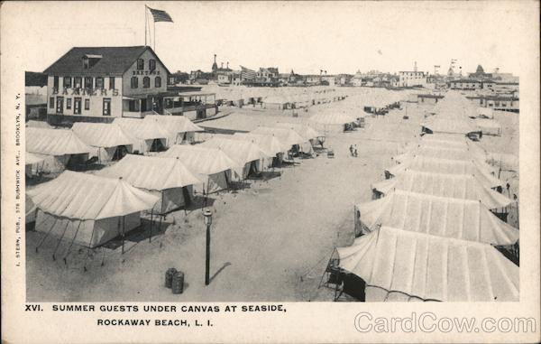 Summer Guests under Canvas at Seaside on Long Island Rockaway Beach New York
