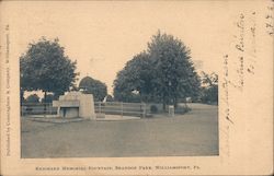 Reighard Memorial Fountain, Brandon Park WIlliamsport, PA Postcard Postcard Postcard