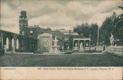 Italian Garden, Velle Vista Castle. Residence o C. Lambert Paterson, NJ Postcard Postcard Postcard