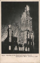 Burning of the Highland Baptist Church Postcard