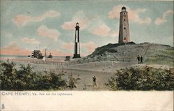 New and Old Lighthouse Postcard