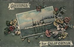 Greetings from California USS Connecticut Battleships Postcard Postcard Postcard