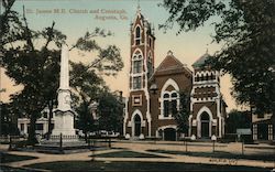 St. James M.E. Church and Cenotaph Postcard