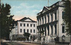Old County Court House to Left and City Hall Postcard