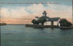 Lighthouse and Entrance to New Basin Canal at West End Postcard