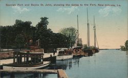 Spanish Fort and Bayou St. John, Showing the Gates to the Fort Postcard