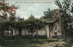 Daniel Boone Log Cabin In Kentucky Postcard