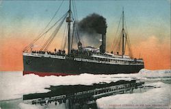 Alaskan Steamer in Ice Jam, Bering Sea Postcard