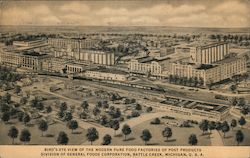 Bird's Eye View of the Modern Pure Food Factories of Post Products Postcard