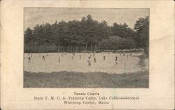 Tennis Courts - State Y.M.C.A. Training Camp, Lake Cobbosseecontee Winthrop Center, ME Postcard Postcard Postcard