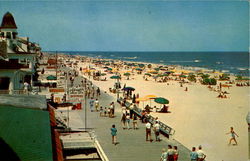 Boardwalk And Beach Scene From Roosevelt Hotel Ocean City, MD Postcard Postcard