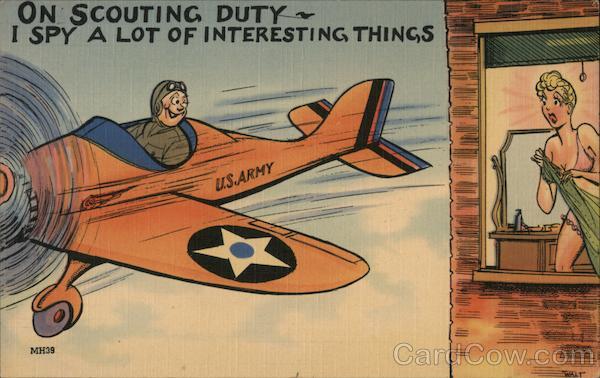 Army Pilot Peeping Tom Comic, Funny