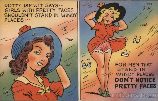 Dotty Dimwit Says Girls With Pretty Faces Shouldn't Stand In Windy Places For Men That Stand In Windy Places Don't Notice Pretty faces