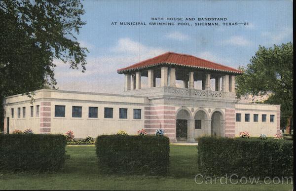 Bath House and Bandstand at Municipal Swimming Pool Sherman Texas