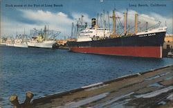 Dock Scene at Port Long Beach, CA Postcard Postcard Postcard