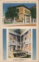 Interior and Exterior of the Oldest Jewish Synagogue in America Newport, RI Postcard Postcard Postcard