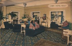 Lobby, Hotel Healy Postcard