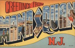 Greetings from Manasquan N.J. New Jersey Postcard Postcard Postcard